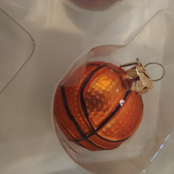 Glass Mini Ornaments Sports Ball Christmas 12 Pc Set Vintage 2" Football Soccer - Picture 5 of 13